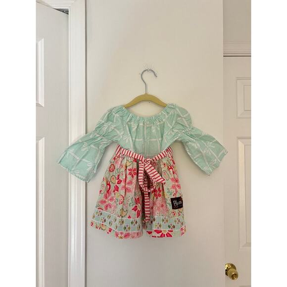 Matilda Jane Platinum Floral Mint Blue and Pink Christmas Holiday Dress - Picture 2 of 7